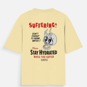 Stay Hydrated While You Suffer - Humorous Skull Graphic T-Shirt - Beige, S