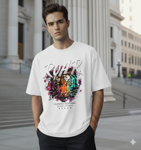 ROAR Tiger Graphic Oversized  T-Shirt– ClovyLe Clothing